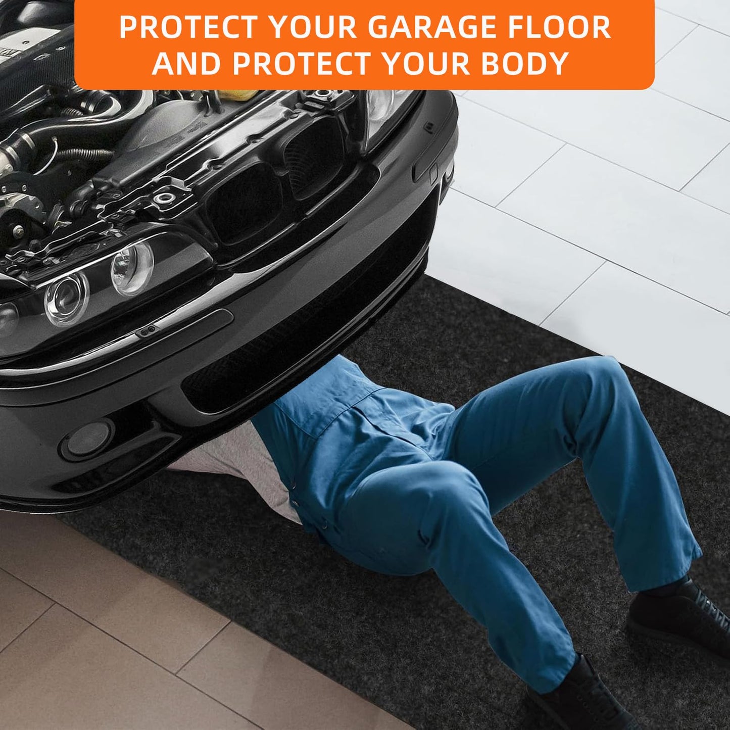 LMRSTOO Garage mats for Floor Upgraded, 17 x 7.4 Ft, Garage Floor mats for Under car, Oil Spill mat, Absorb Oil Quickly，Reusable, Protects Floor 3mm TPR Non-Slip Thickening