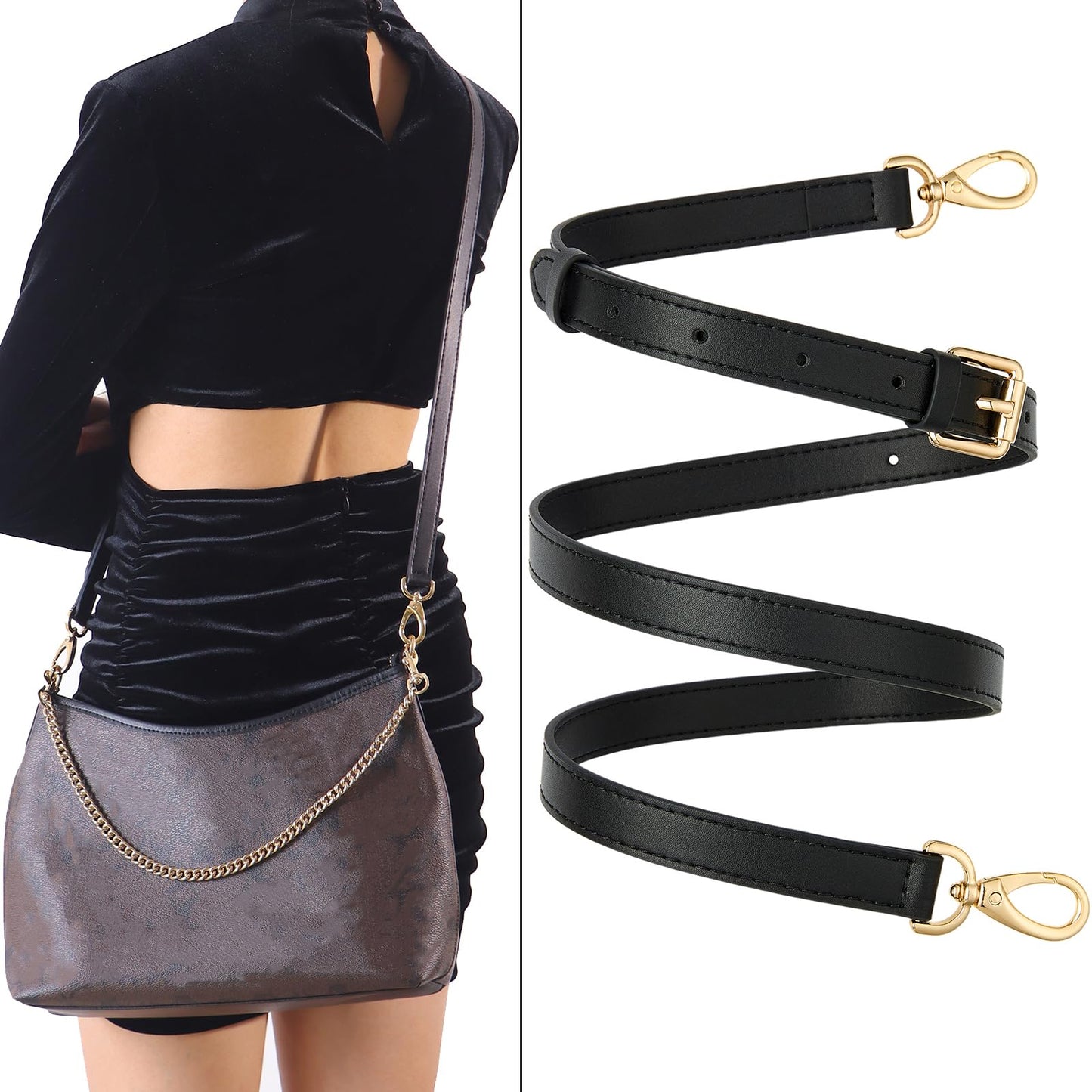 BAIXUEJI Leather Purse Strap Replacement Crossbody Handbag Long Adjustable