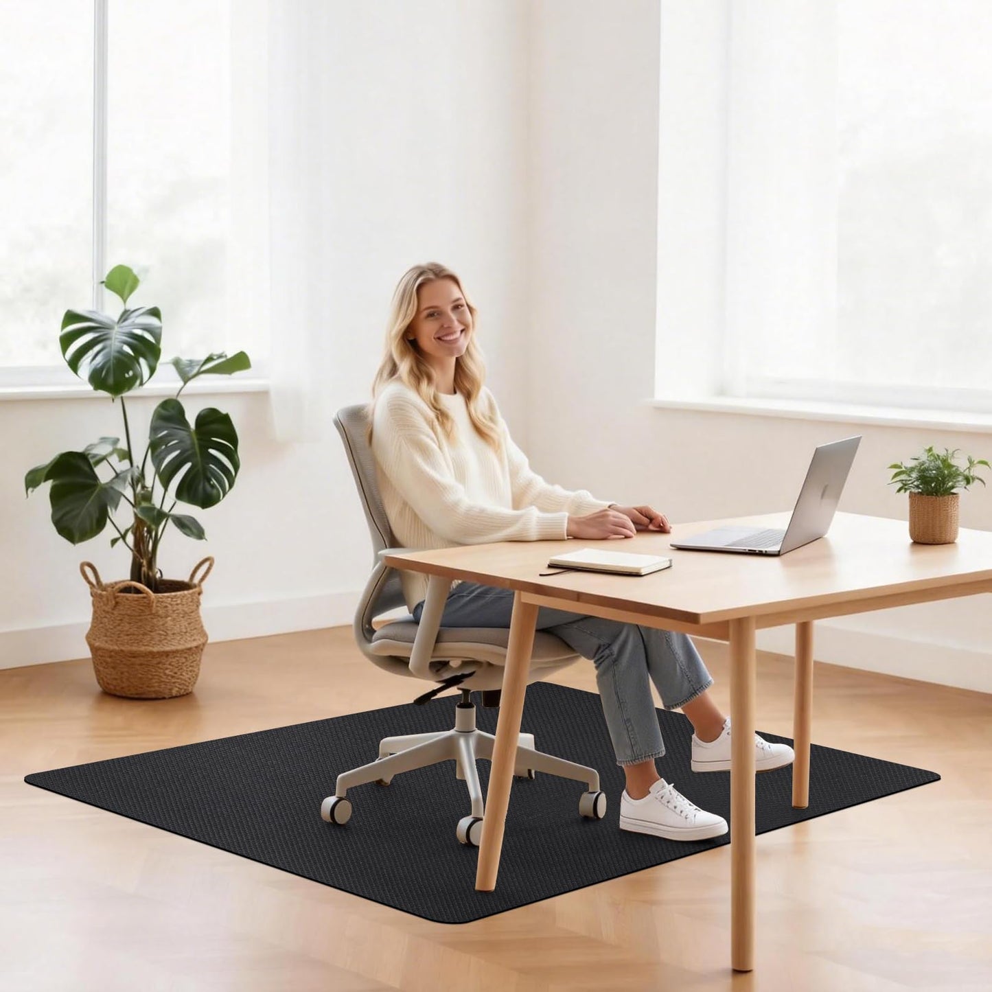 Sycoodeal Chair Mat,Office Chair Mat for Hardwood and Tile Floor, Heavy Duty Floor Protector for Rolling Chairs,Non-Slip,Computer Mat for Home Office 36" x 48"(Black)