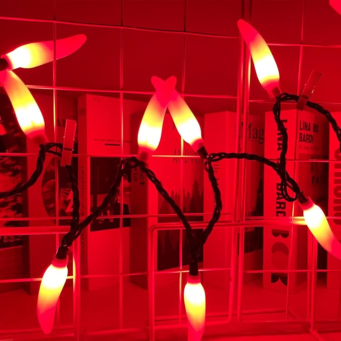 13.6FT Chili Pepper String Lights with 37 Mini Red Chili Lights(2 Spare),Chili Pepper Christmas Incandescent Hanging Lights for Indoor Outdoor Patio Kitchen Mexican Christmas Decorations