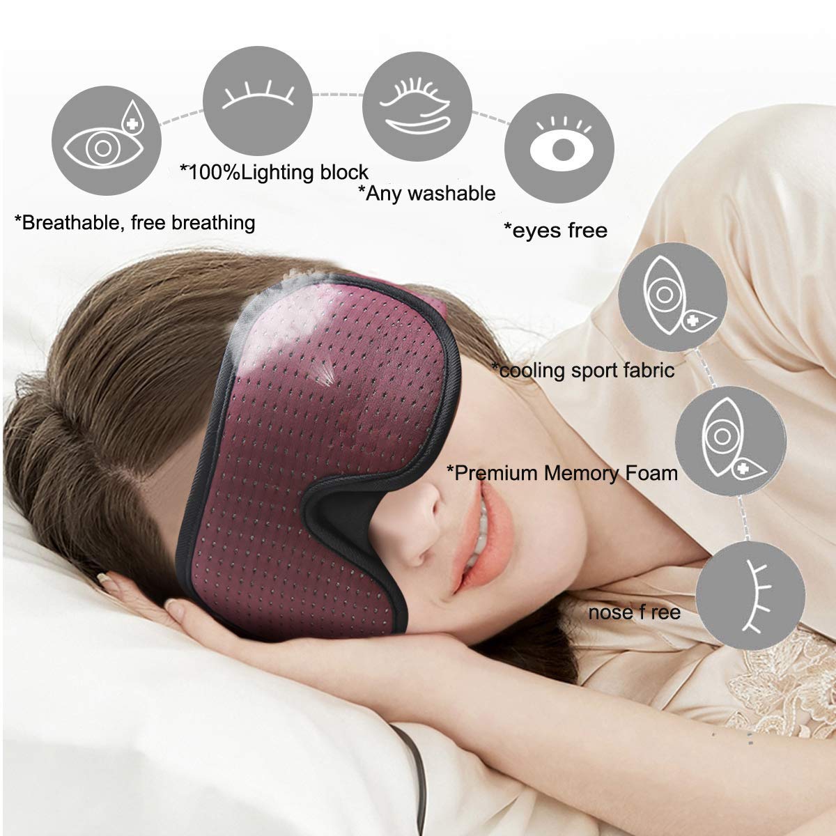 LEEKEN 3D Sleeping Eye Mask - 100% Lights Blockout Sleep Mask for Men Women, Cool Sports Fabric Eye Cover for Travel/Nap/Night Sleeping,Comfortable and Breathable… (mesh-Grey)