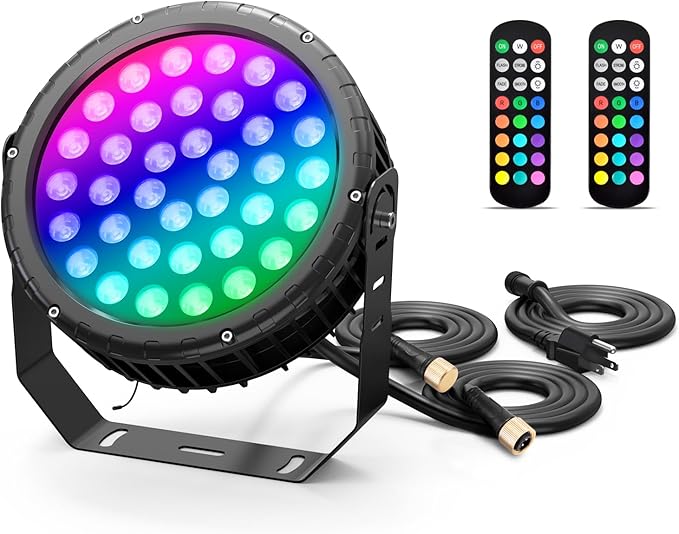144W LED Wall Washer Light Linkable with Remote Control, AC 120V 5700K RGBW Color Changing Spotlight Dim Flood Light for Indoor Outdoor Lighting, Casinos, Weddings, Parties, Wall, Landscape