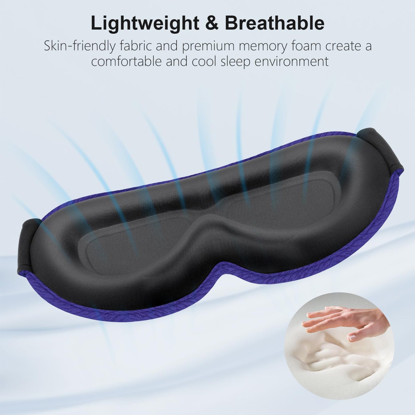 Gritin 100% Blackout Sleep Eye Mask for Women Men, Zero Pressure Sleeping Mask - Ergonomic Design 3D Cutout Eye Movement and Eyelash Friendly Night Blindfold, Ultra Soft Comfortable for Sleeping