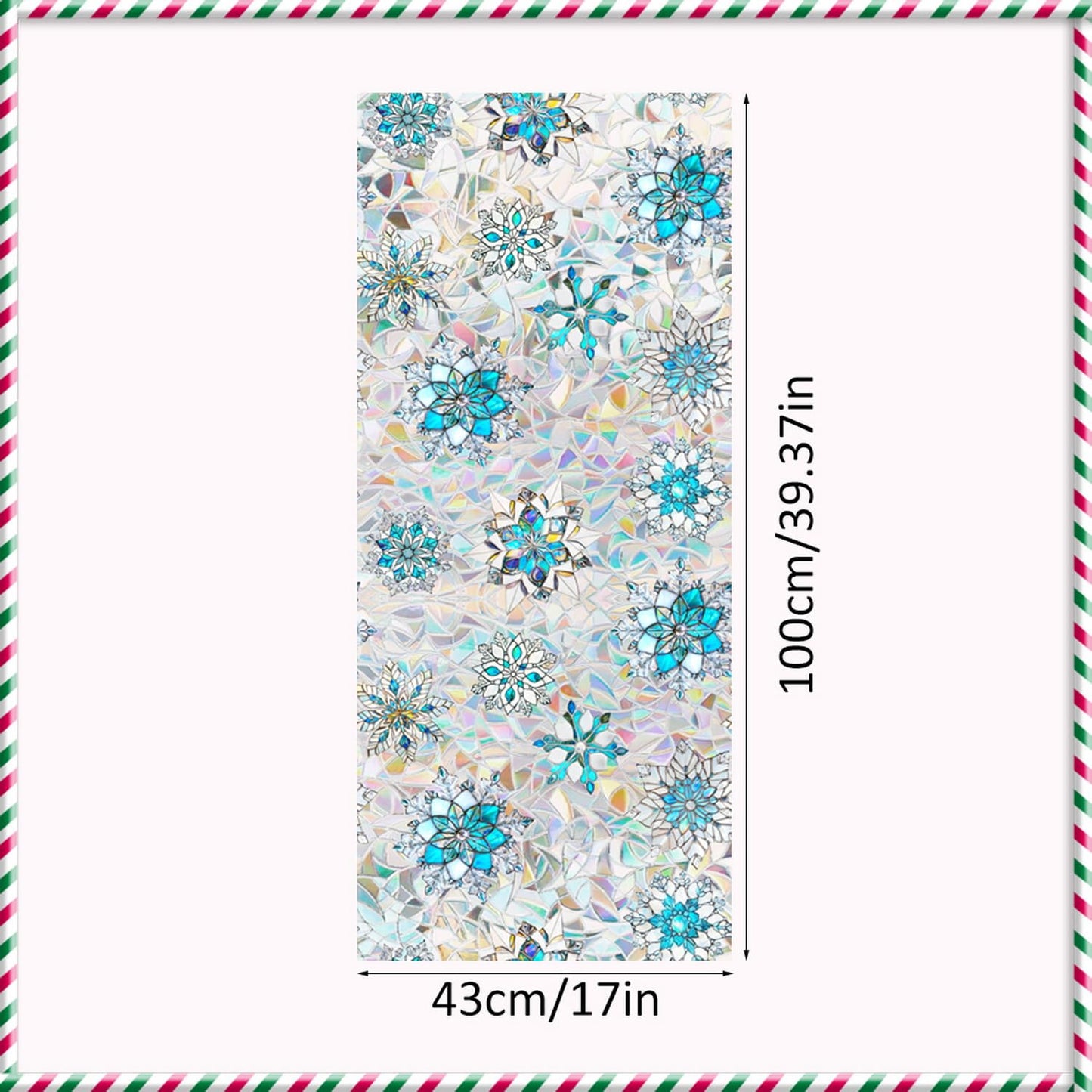 Christmas Snowflake Window Film Stained Privacy Rainbow Window Sticker Christmas Blue White Snowflake Designs Xmas Glass Decals Static Cling for Home Office School Holiday Party Decor