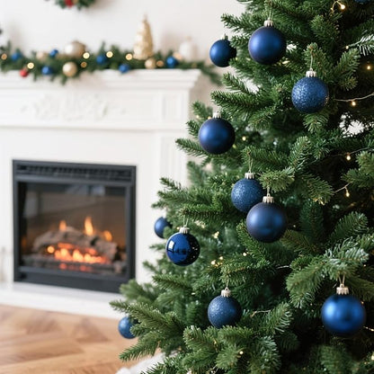 Navy Blue Christmas Ornaments Set for Xmas Tree, 50ct Shatterproof Christmas Balls Ornaments, Christmas Tree Decorations Hanging Ball for Holiday Party Decor(1.57"-2.36")