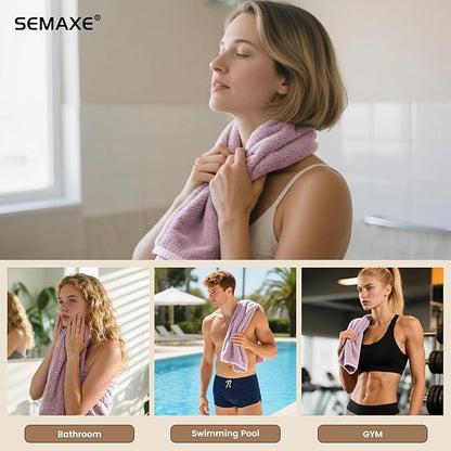 SEMAXE Purple Hand Towels for Bathroom, 100% Cotton Towels