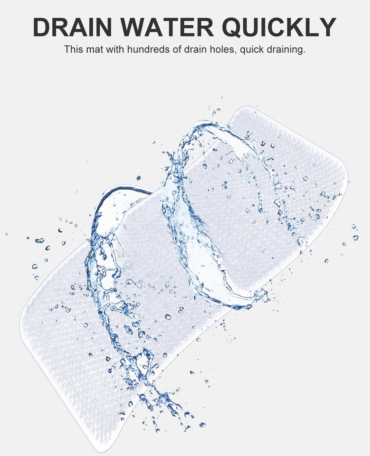 OTHWAY Non Slip Grassy Bathtub Mat : 25.6X13.4 inches Sturdy But Soft Bath Mat_Quick Drain Shower Floor Mat with Soft Bristles for Scrubbing Feet (Clear)