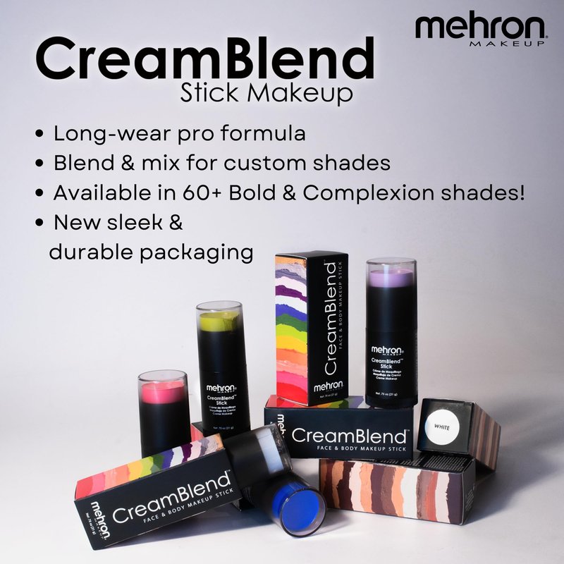 Mehron Makeup CreamBlend Stick | Face Paint, Body Paint, & Foundation Cream Makeup | Perfect for Halloween .75 oz (21 g) (Moonlight White) | Made in the USA