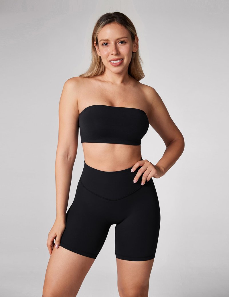 UNISSU Hugcurve No Front Seam High Waisted Workout Biker Shorts for Women 6 Inches Tummy Control Buttery Soft Yoga Pants Gym Black X-Small