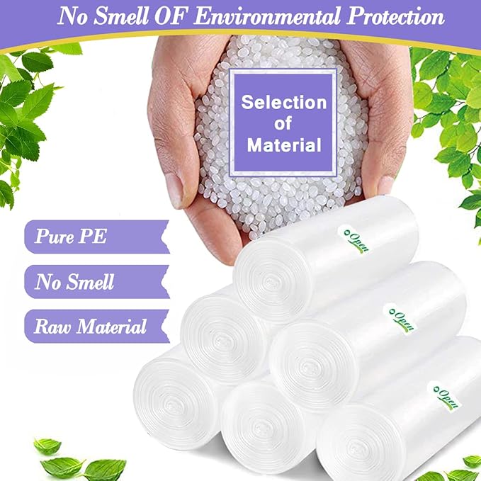 3 Gallon 180pcs Small Clear Trash Bags Plastic Strong Clear Garbage Bags