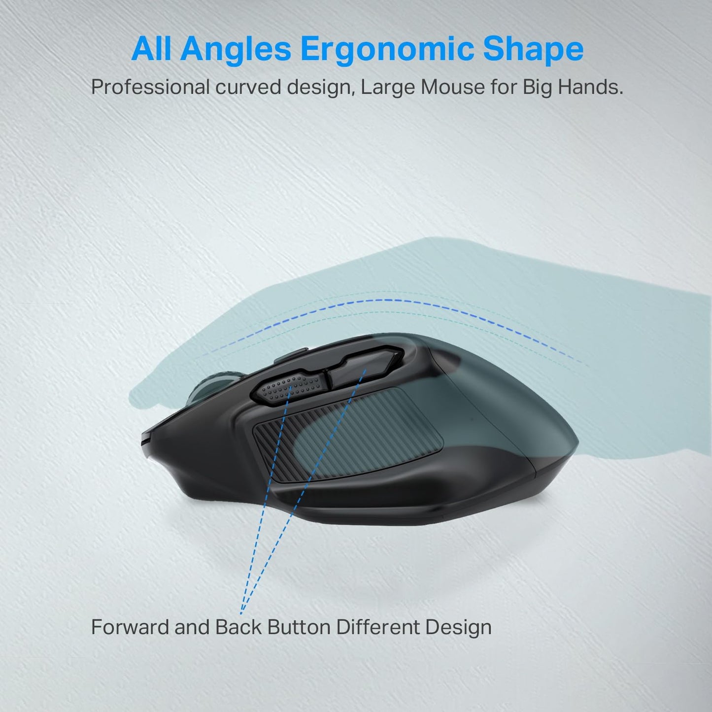E-YOOSO Large Wireless Mouse for Big Hands, X-31 Cordless Ergo Computer Mouse, 6 Buttons, 5-Level 4800 DPI, 18 Months Battery Life, for Laptop, PC, Chromebook (Black)