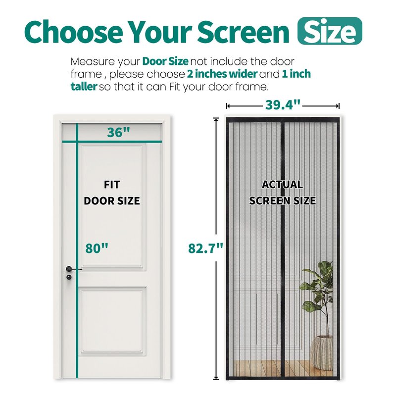 CLOPOMIC Magnetic Screen Door 36x80 Inch, Heavy Duty Door Screen Mesh with Magnetic Closure, Easy Install Hands-Free Screen for Sliding & Front Door, Pet & Kid Friendly, Keep Bugs Out