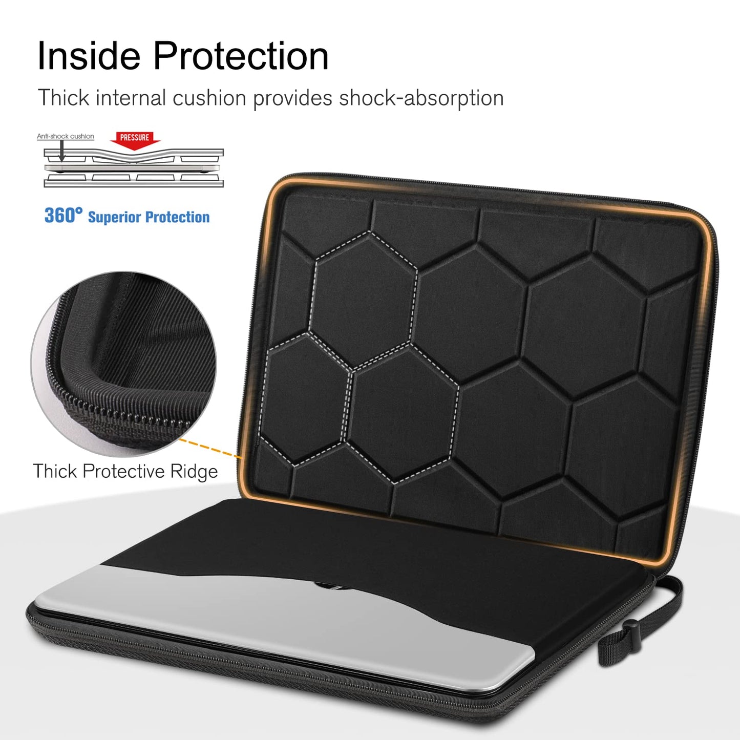 FINPAC 14-inch Hard Laptop Sleeve Case Compatible with Acer Chromebook Lenovo, HP, ASUS, Dell, Acer Laptop Notebook Ultrabook, Water-Resistant Shockproof Computer Bag, Black