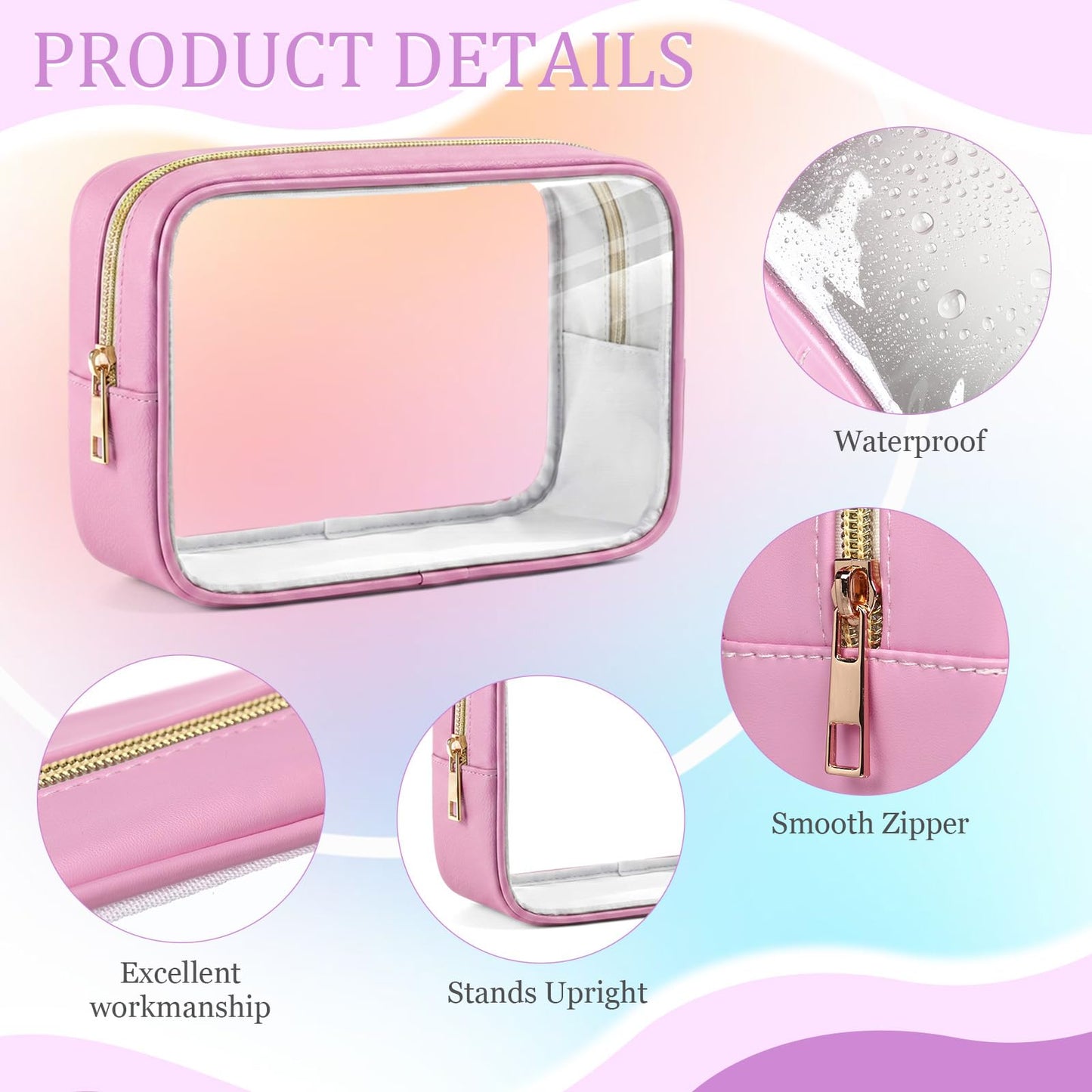 Abbylike 12 Pcs Clear Makeup Bags Bulk PU Leather Portable Travel Cosmetic Case Small Toiletry Bag with Zipper Car Console Organizer Waterproof Pouch for Women Birthday Gifts (Macaron Colors)