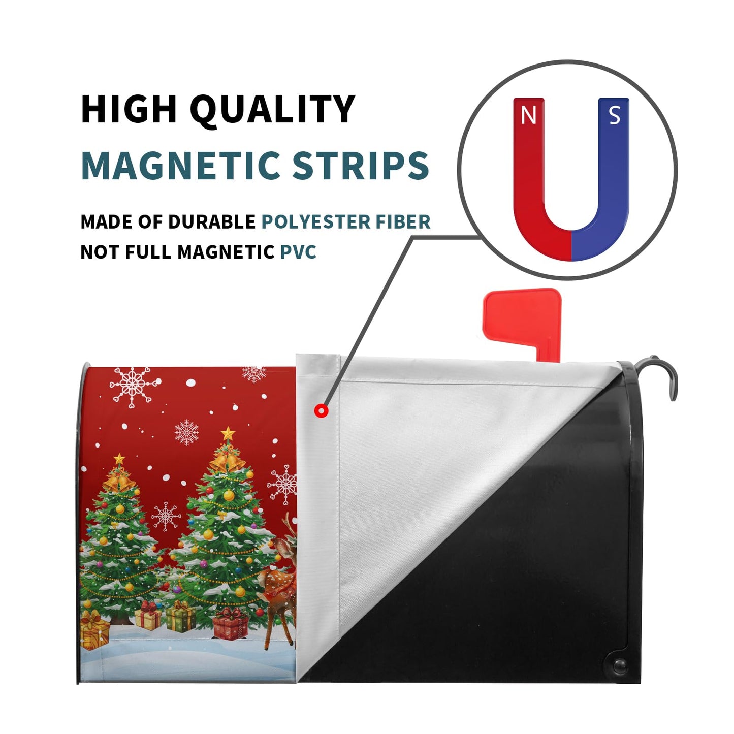 Anyako Christmas Snowman and Green Tree Mailbox Cover Snowflakes Red Mailbox Covers Magnetic Standard Size 21" X 18" Winter Xmas Mailbox Wrap Post Letter Box Cover Decor for Home Outdoor Yard Garden