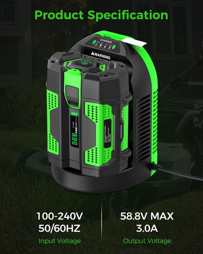Aoasur Replacement for EGO 56V Battery Charger Compatible with EGO 56V Battery BA1400T BA2242T BA2800T BA3360T - for EGO Power+ CH3200 CH5500 CH2800(Green)