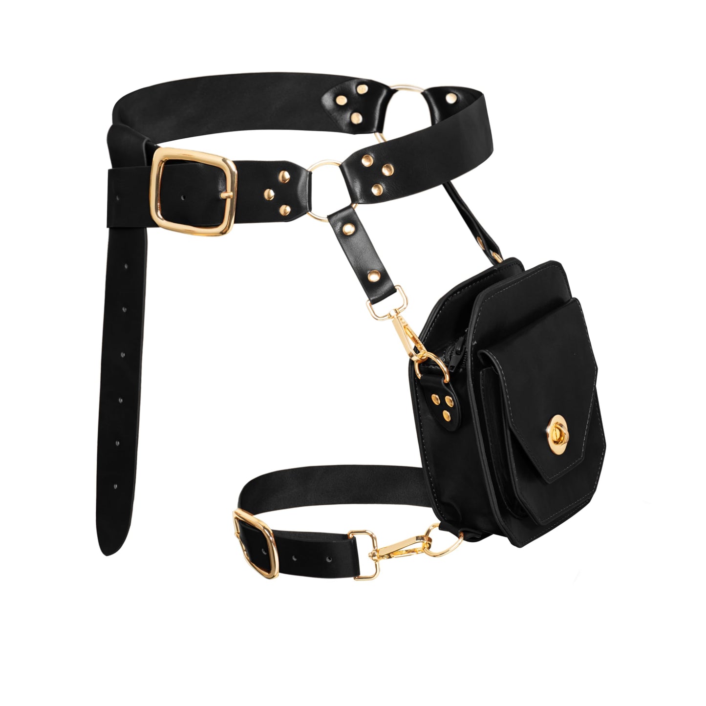 Scarlet Darkness Renaissance Accessories, PU Leather Belt Pouch Waist Bag, Medieval Knight Bags for Halloween Cosplay Costume