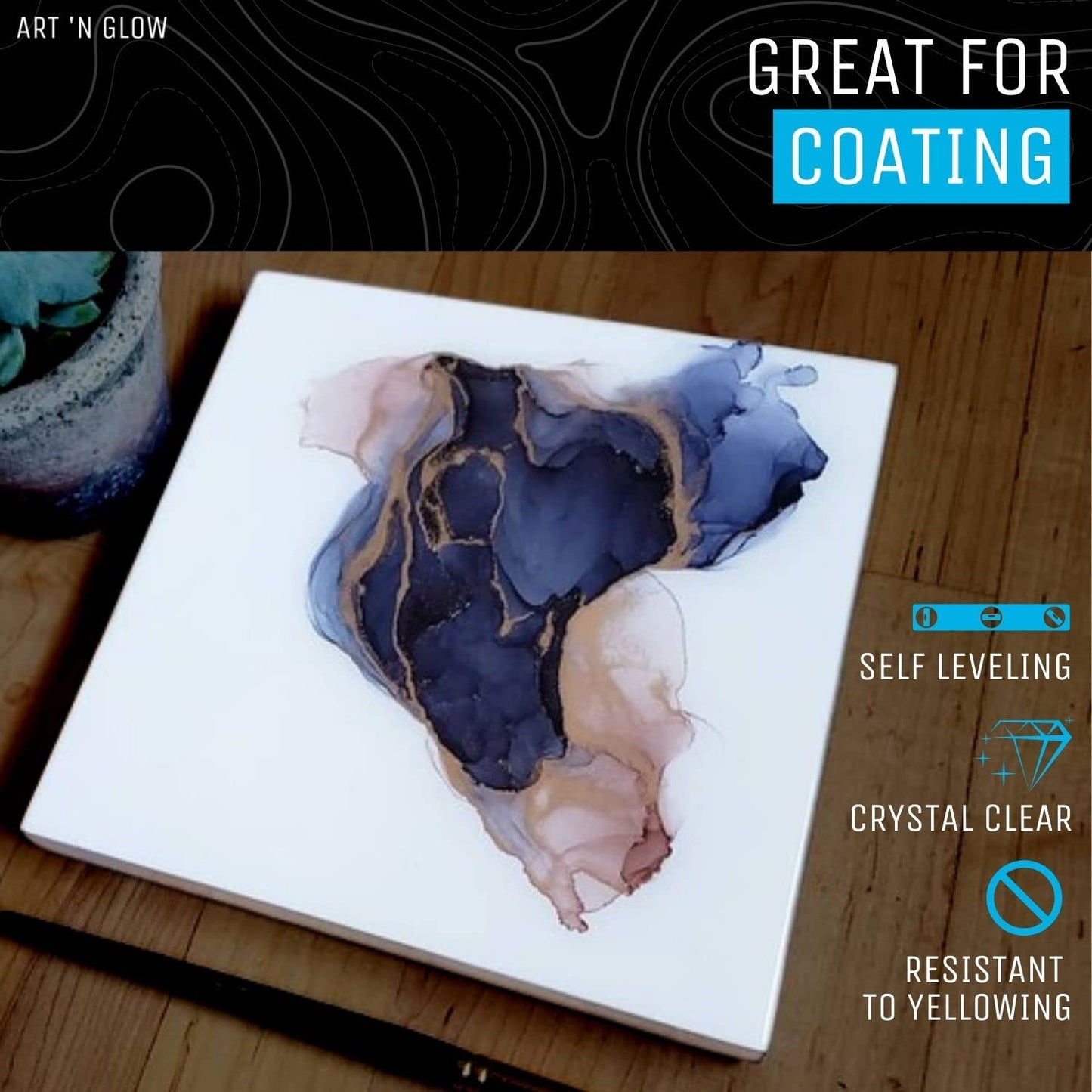 Epoxy Resin for Crystal Clear Casting & Coating – 16 oz Kit – Bubble Free, Non-Yellowing, Two Part, Self-Leveling Art Resin – for Tumblers, Jewelry, Molds, Table Top, & Crafts – USA Small Business