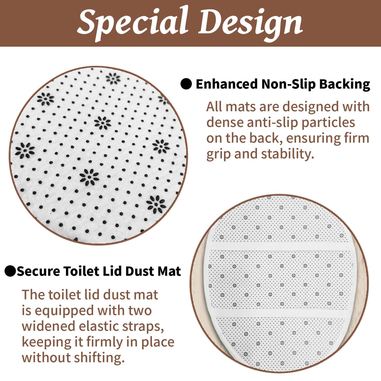 peacoblue Pebble Bath Mats for Bathroom Rugs Sets 3Pcs with Toilet Lid Cover, Non Slip Bath Rug and Contour Mats Sets, Washable Toilet Carpet for Bedroom Kitchen Tub Home Decor