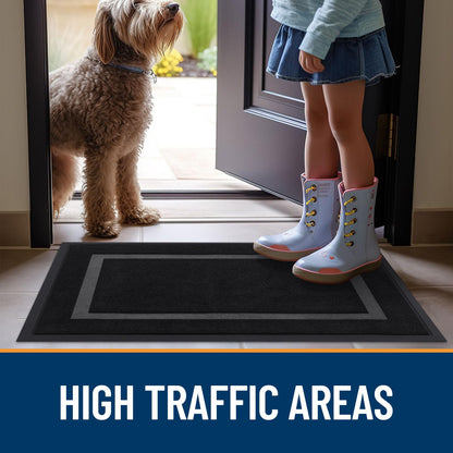 OLANLY Front Door Mat Indoor Outdoor Entrance, Waterproof All-Season, All-Weather Doormat, Sturdy Natural Rubber, Fade Resistant, Low Profile, Easy Clean Patio Porch Entryway Mat, 47x32, Black