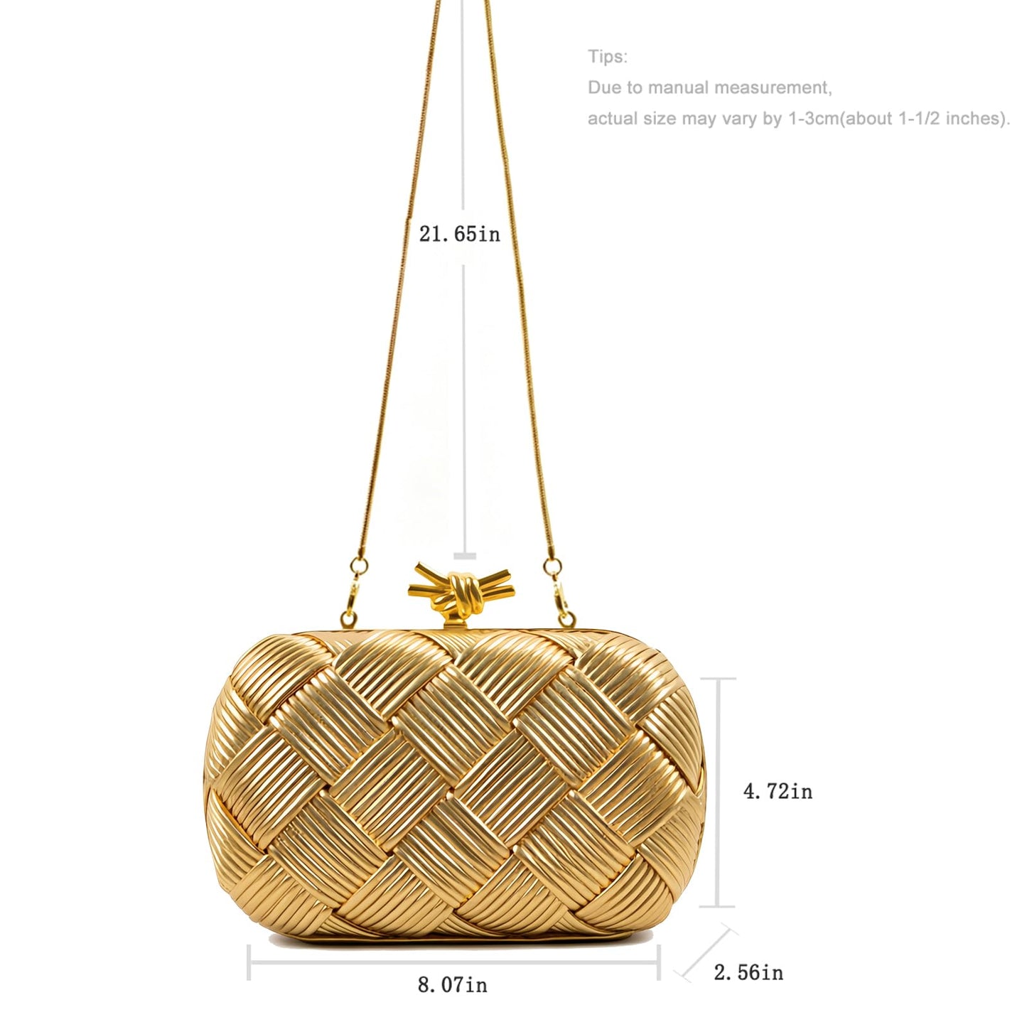 MIni Purse For Women Cute Ladies Crossbody Evening Bag With Chain Shoulder Strap For Wedding Party Clutch (Golden)