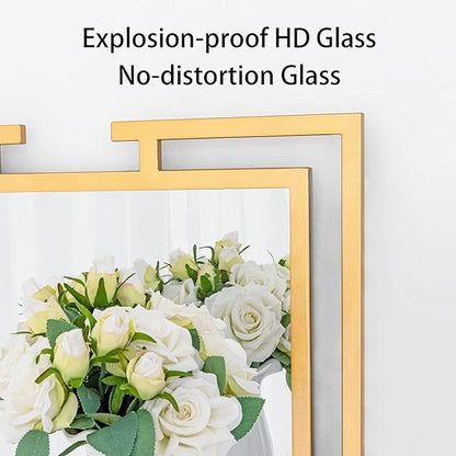 Large Decorative Wall Mirror, 24"x36" Gold Mirror for Bedroom, Tempered Mirror Wall Decor with Metal Frame for Living Room, Modern Farmhouse Mirror, Horizontal/Vertical