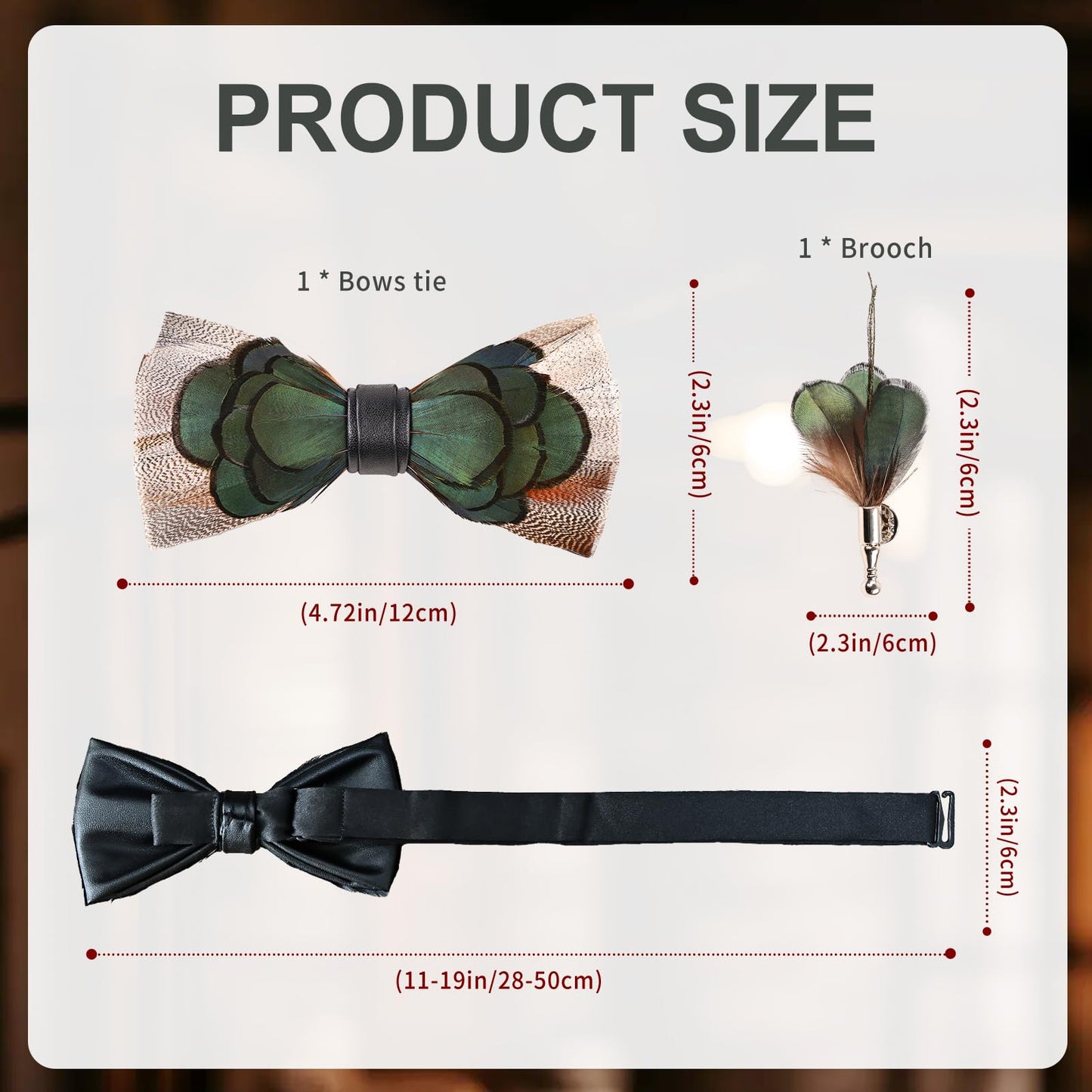 Naplings Handcrafted Feathers Bow ties and Brooches for Men Are Perfect for Weddings, Prom，Formal Partyand Refined Occasions (KQLP)