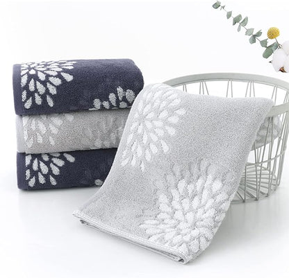 Pidada Hand Towels Set of 4 Hydrangea Floral Pattern 100% Cotton Absorbent Soft