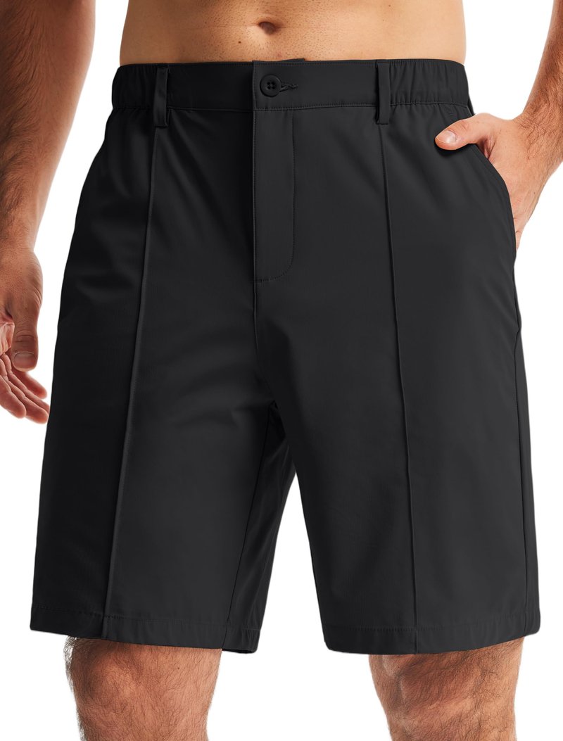 Libin Men's Classic Fit 9" Golf Shorts All Day Comfy Casual Shorts Quick Dry Lightweight Stretch Dress Travel Summer Clothing Work Outdoor Sports with Pockets Black 32