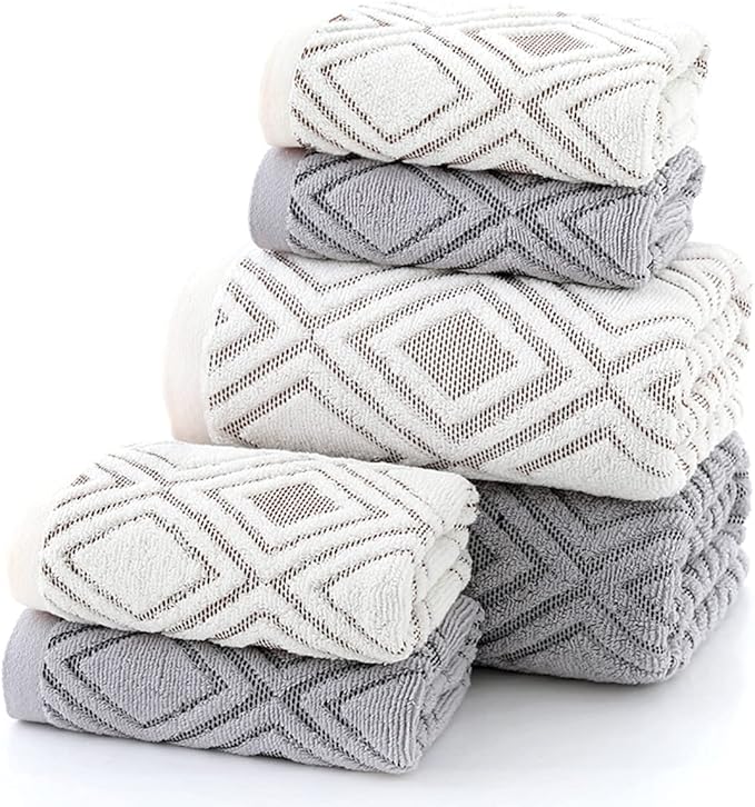 Pidada Bath Towel Diamond Pattern 100% Cotton Absorbent Soft Decorative Towel