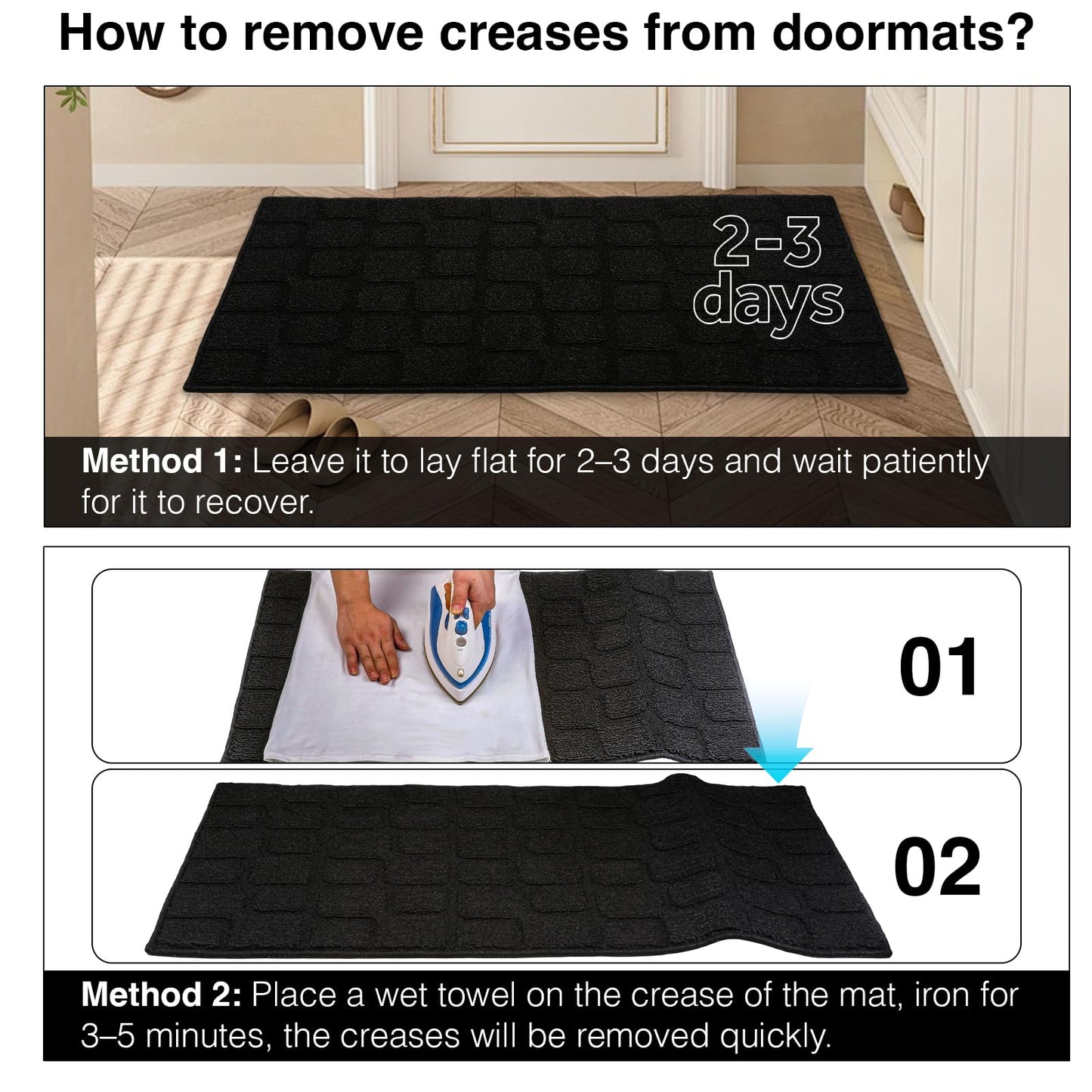Dcerzxzci Front Door Mat Outside Entrance, Outdoor Indoor Door Mats for Entryway, Entrance, Entry, Patio, Waterproof Non Slip Doormat, Low-Profile, 20" × 31.5“, Black
