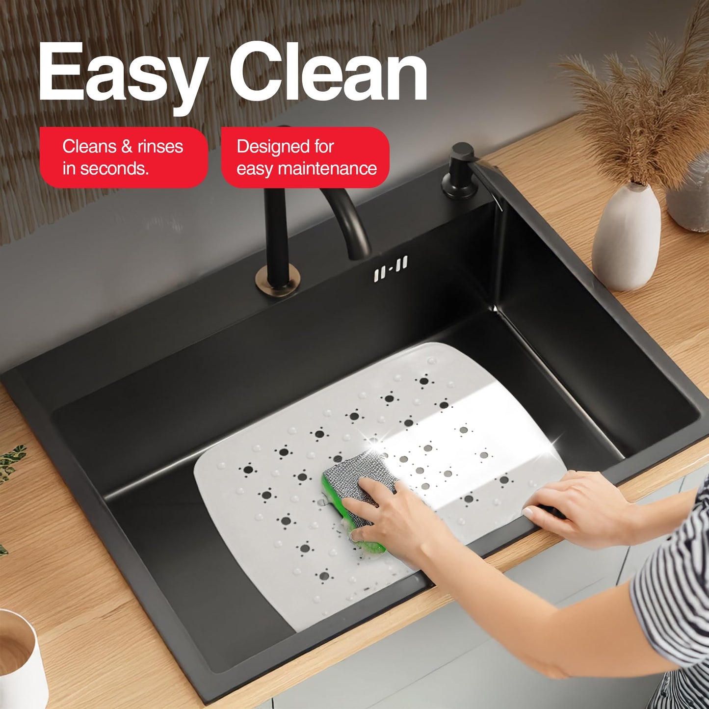 Home Basics Kitchen PVC Sink Mat, White (11" x 13")