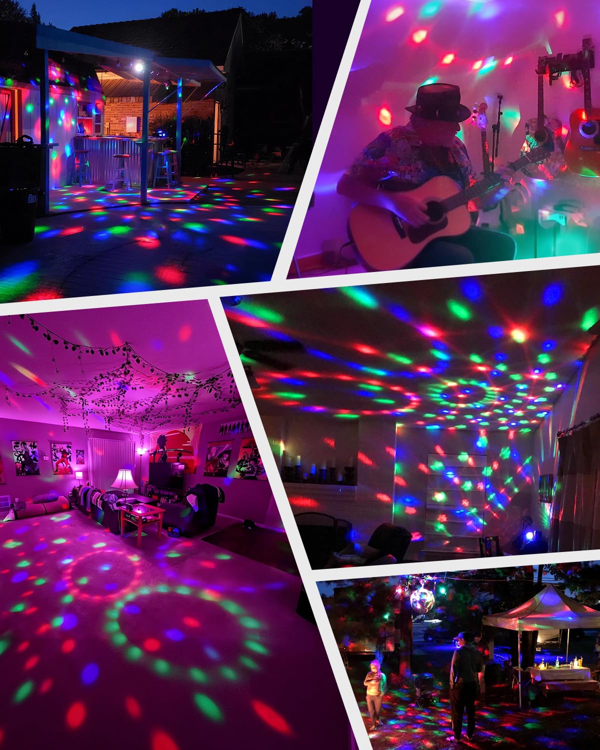 Luditek 2-Pack Portable Sound Activated Party Lights Indoor, Battery Powered/USB Dj Disco Ball Strobe Lights for Car Room, Adults Gifts, New Years Eve Party Supplies 2025 Christmas Decorations