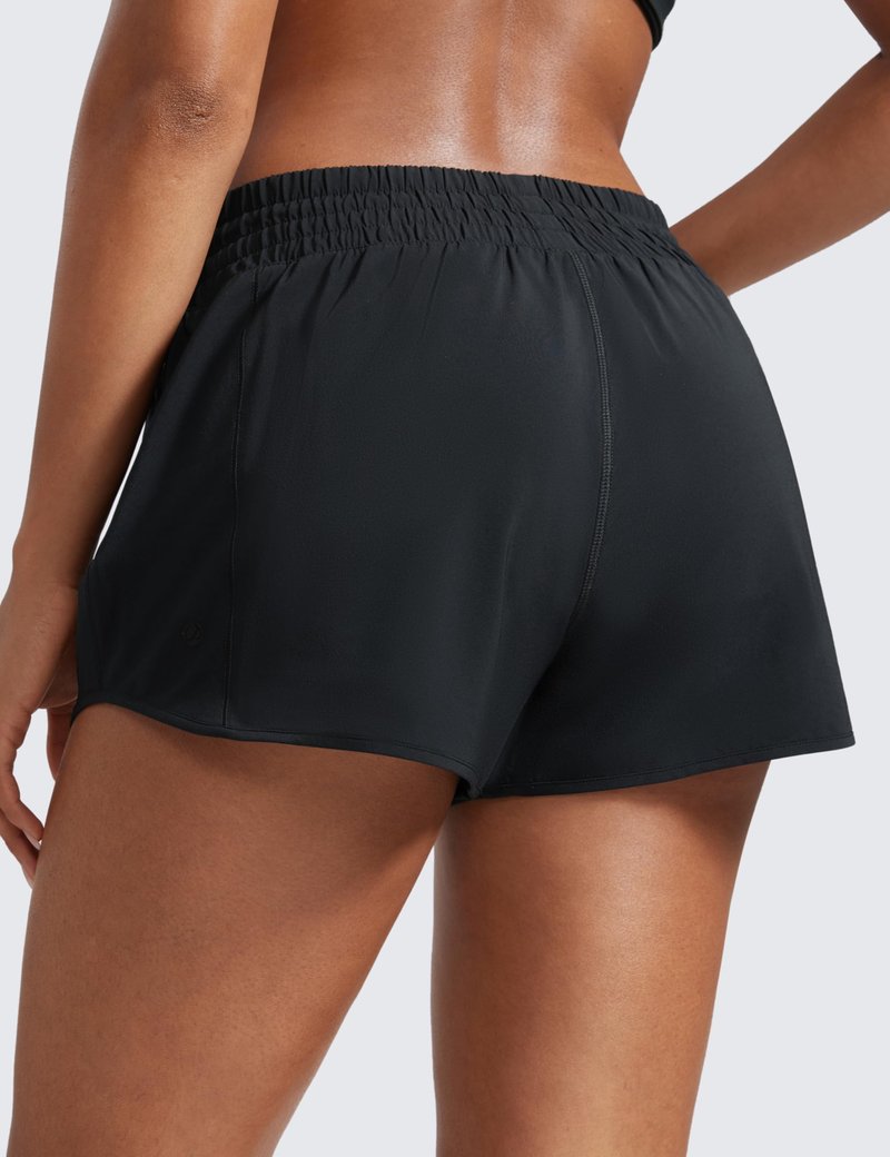 CRZ YOGA High Waisted Running Shorts for Women 2.5" - Mesh Liner Quick Dry for Workout Sport Athletic with Zipper Pocket Black Small
