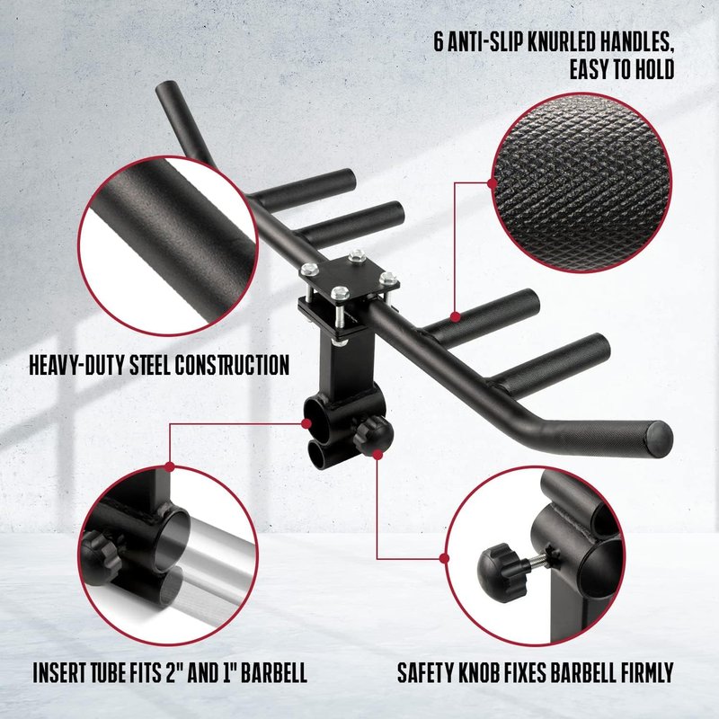 Yes4All 550lbs Multi Grip Rowing Handle, T Row Attachment for Muscle Training - Premium Steel 1 inch & 2 inch Bar Compatibility, Any Height Fit, Superior Grip