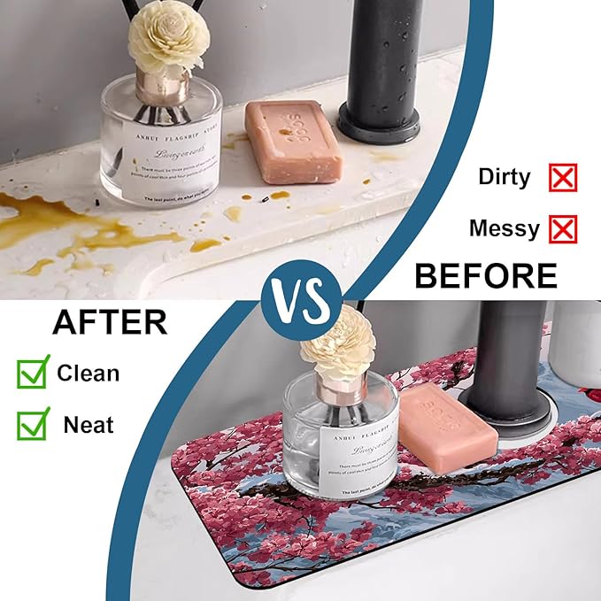Christmas Welcome Winter Sink Faucet Absorbing Mat Cardinal Bird Super