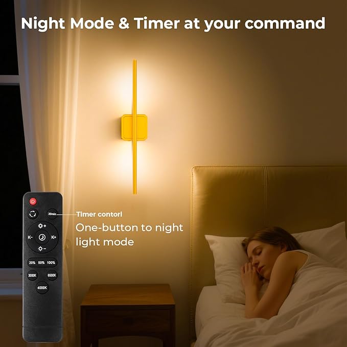 10000mAh Battery Operated Wall Sconce Detachable, Wireless Wall Lamp 3000-6500K Dimmable, Rechargeable Wall Light for Bedroom, Living Room, 28.3" Gold (4 Pack)