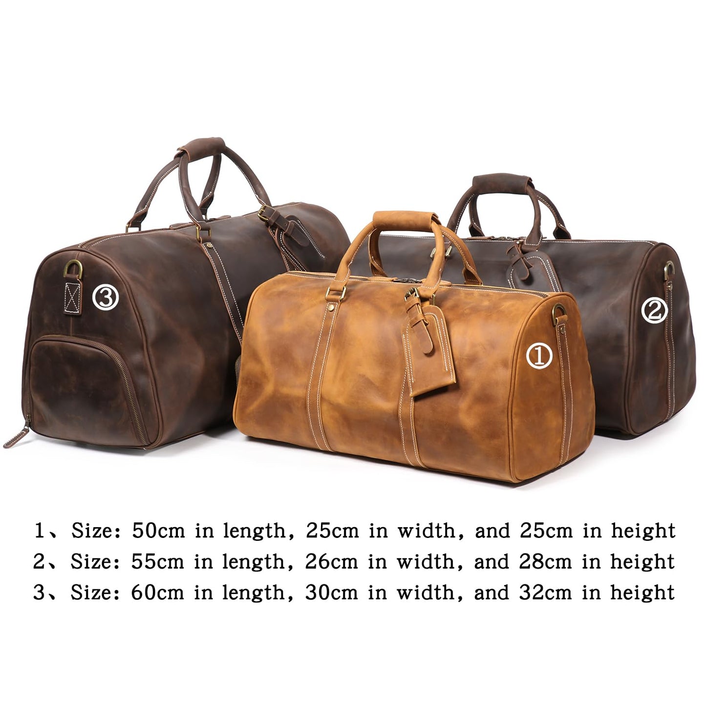 Luokir Mens Leather Weekend Bag Classic Leather Travel Duffel Bags YKK Zipper with Shoes Compartment Sports Vintage Travel Luggage Overnight Carry On Bags (Vintage Brown, 20 Inch)