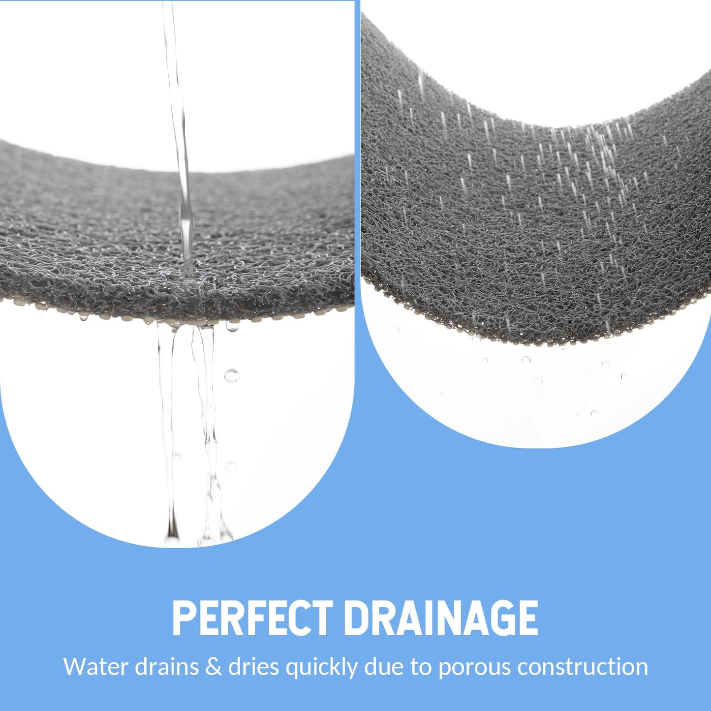 Hargiis Non Slip Shower Mat, Anti Slip Bath Mat, Quick Drying Bath Tub Mats, Foot Scrubber Mat, Anti Slip Mat for Tub, Floor, Bathroom, Home, Kitchen, Hotel (Grey 24”x24”)