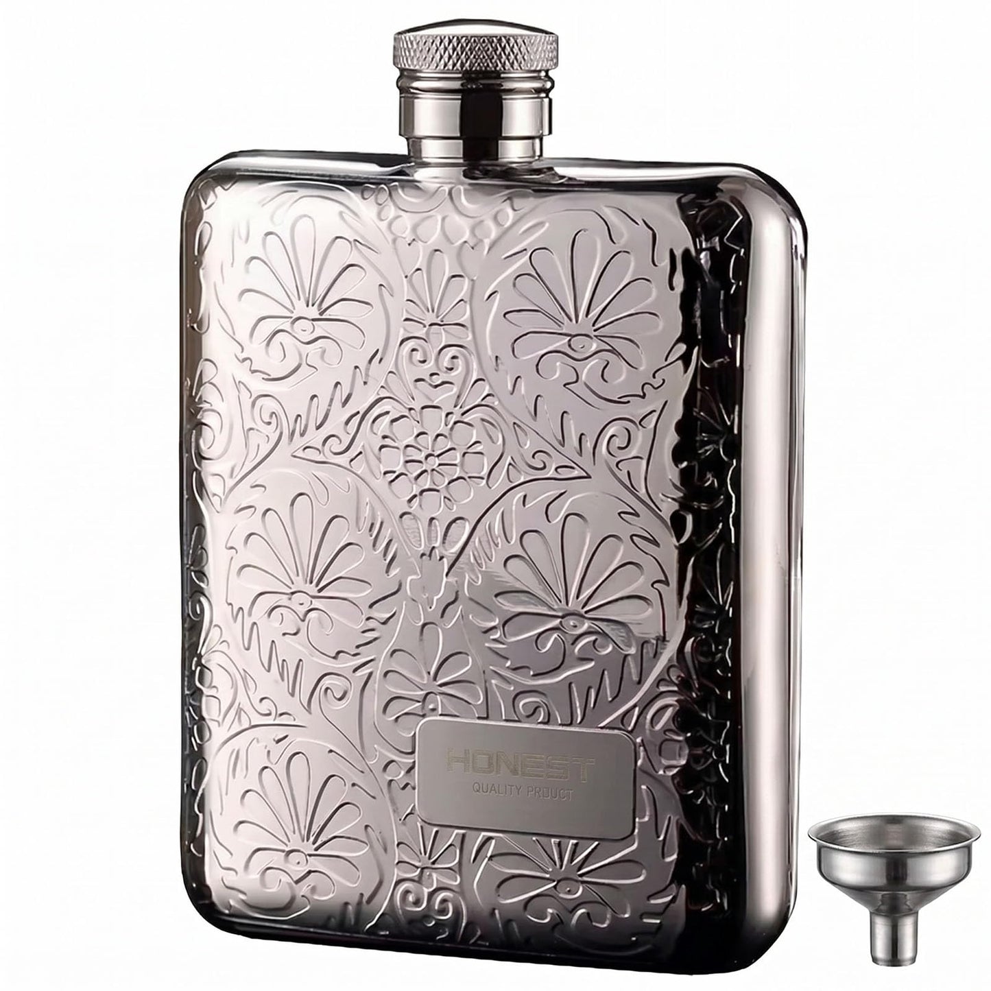 Octaville Whiskey Flask Gift Set for Men - Engraved Leather Hip Flask with Gift Box, Funnel & Polishing Cloth | Ideal Groomsmen Gifts, Father’s Day Presents, Birthday Gifts for Him