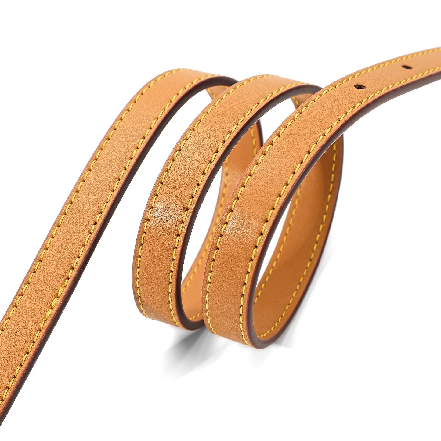 BEUDW Vachetta Leather Adjustable Crossbody Strap for Leather Shoulder Strap Belt Replacement Suitable for L V Handbags (width: 0.6in-Apricot Yellow)