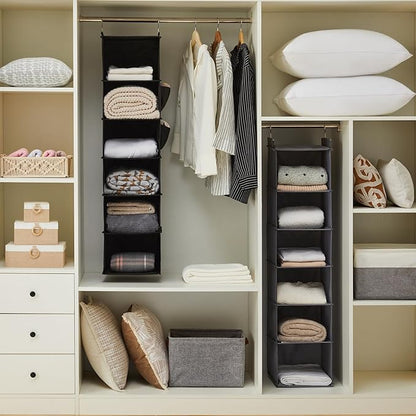 YOUDENOVA Hanging Closet Organizer, 6-Shelf Closet Hanging Storage Shelves