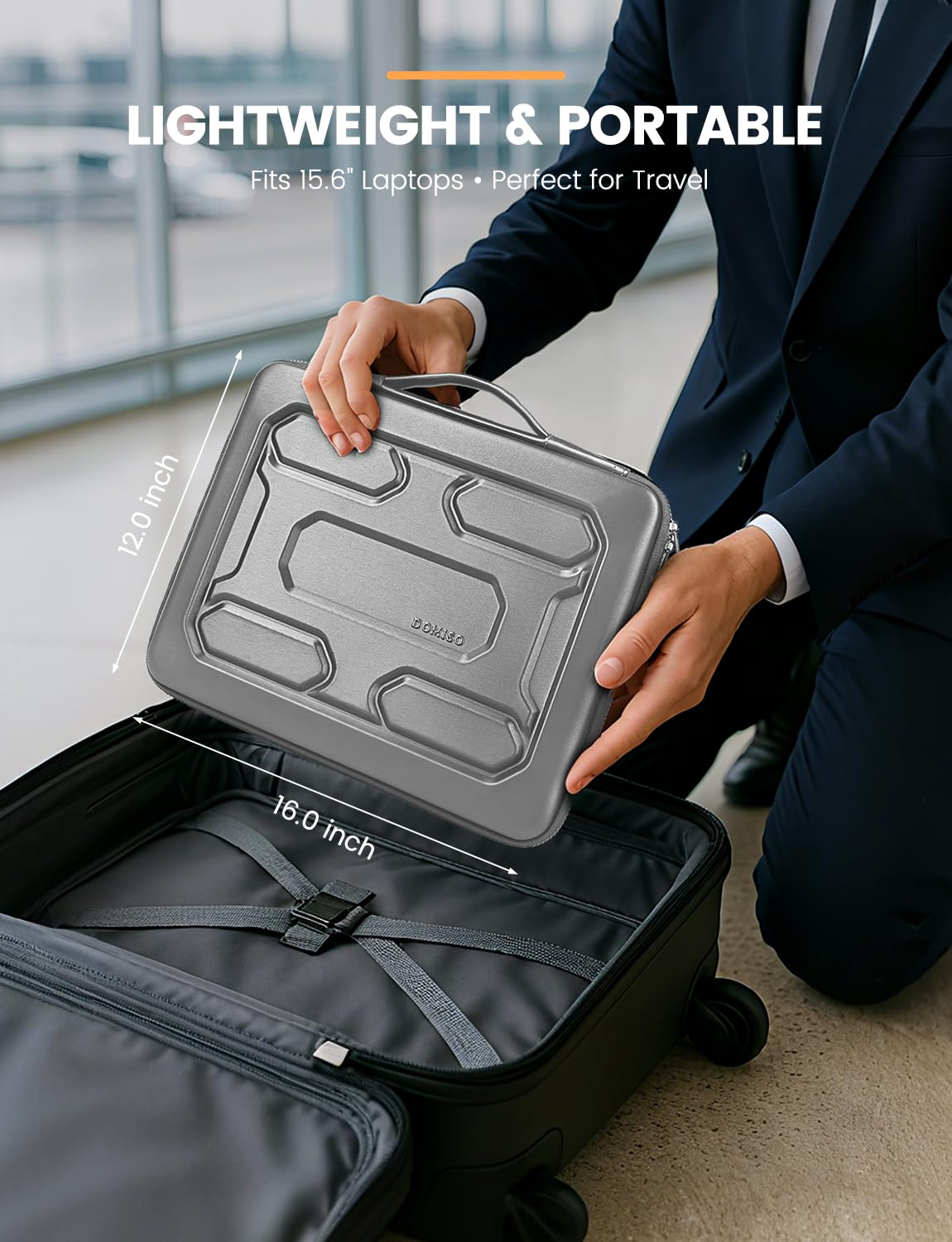 DOMISO 15.6 inch Laptop Sleeve with Handle Shockproof Waterproof EVA Protective Case for 15.6" Yoga 720 IdeaPad 310 320 ThinkPad T570/Legion 5 Gen 6/HP Envy 15/15.6" Notebooks, Silver