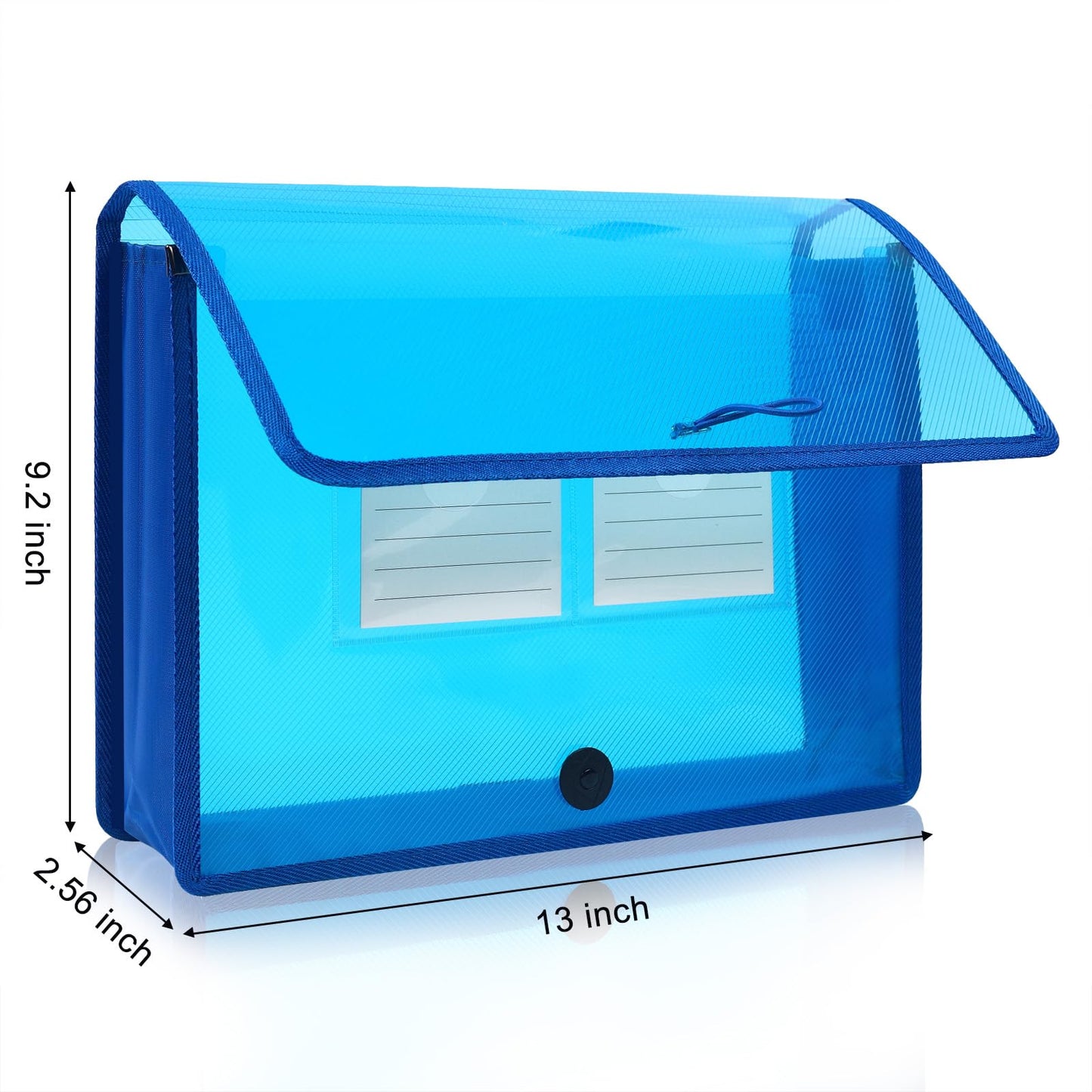 Eco-Friendly Plastic File Folders, Expanding Poly File Wallet, Transparent Expandable Envelope Organizer Document Folder with Elastic Band and Button Closure, with Small Two Pockets, 5 Colors