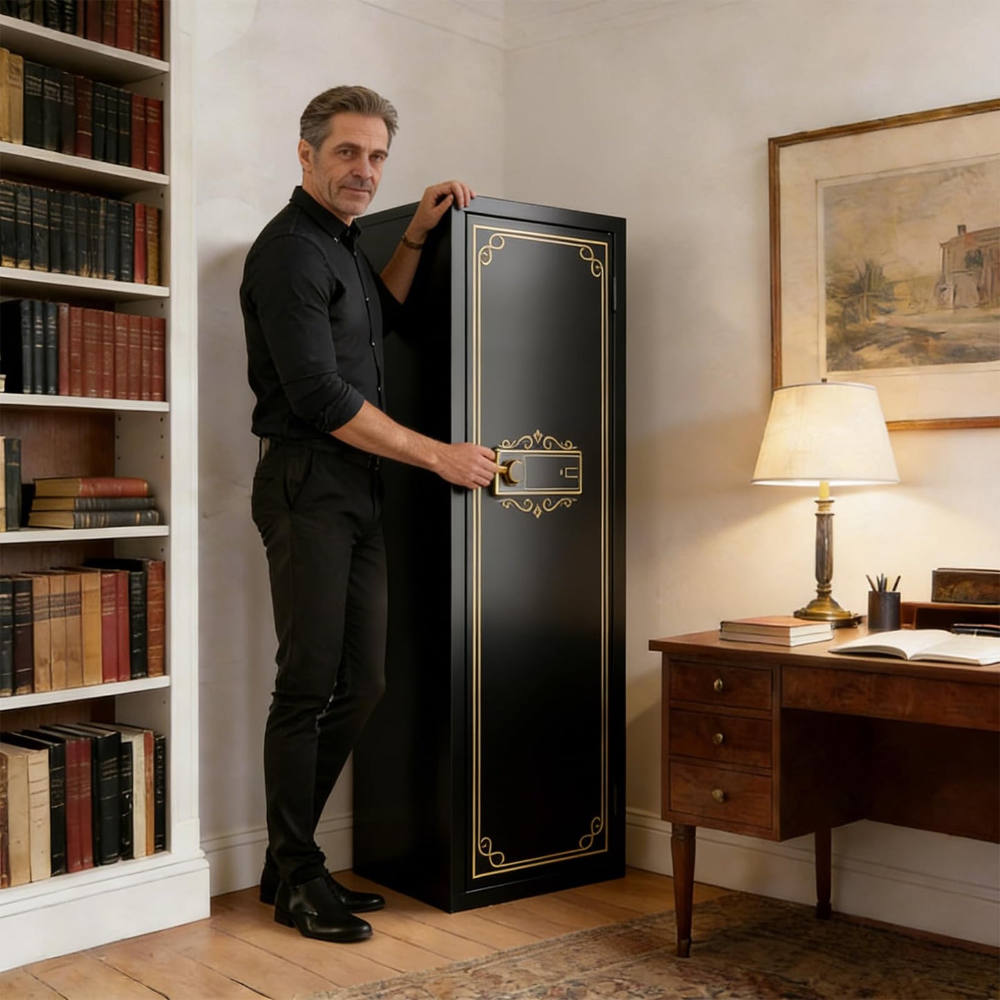 KAER Gun Safe, 16 Gun Safe for Rifles and Pistols, Large Capacity Biometric Rifle Safe, Gun Cabinet, Gun Locker for Home with Removable Shelf, Secure Storage for Shotguns & Firearms with Optics