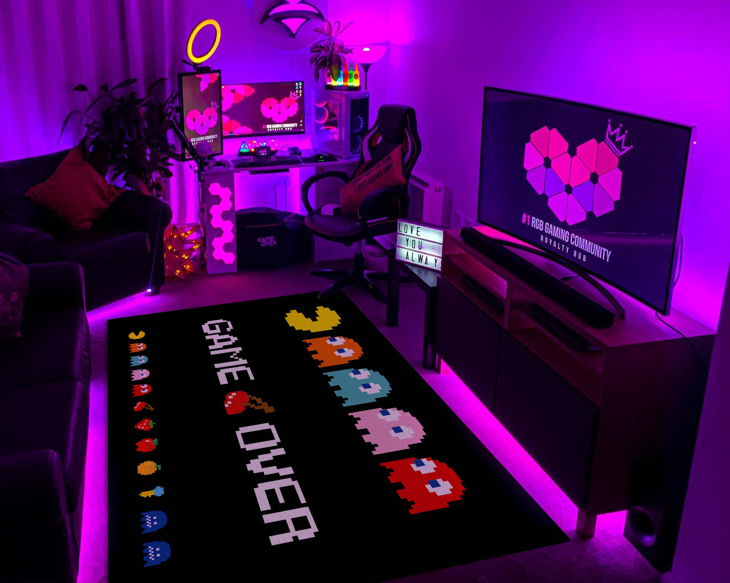 Classic Arcade Games Rug Retro 90s Arcade Theater Style Popular Game Room Area Rug for Living Room Playroom Decor Carpet Modern Fun Game Rug 3.3' x 5'