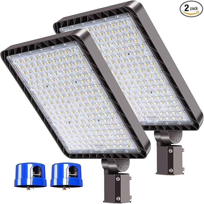 480W LED Parking Lot Light 72000LM Dusk to Dawn Outdoor LED Flood Stadium Light Commercial 100V-277V 5000K IP65 Waterproof Large Building Shoebox Pole Slip Mont Lighting for Yard Barn 2 Pack