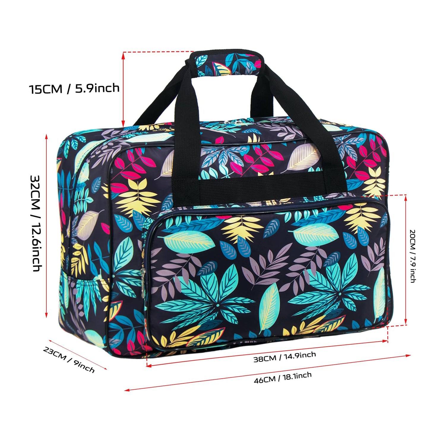 Haroranax Sewing Machine Carrying Case，Sewing Machine Carrying Case Tote Bag，Universal Tote Storage Bag with Pockets and Handles, Suitable for Most Standard Singer, Janome (Blue)
