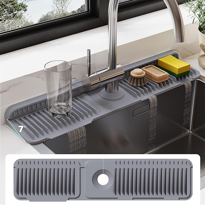 24 Inch Silicone Faucet Mat for Kitchen Sink Splash Guard