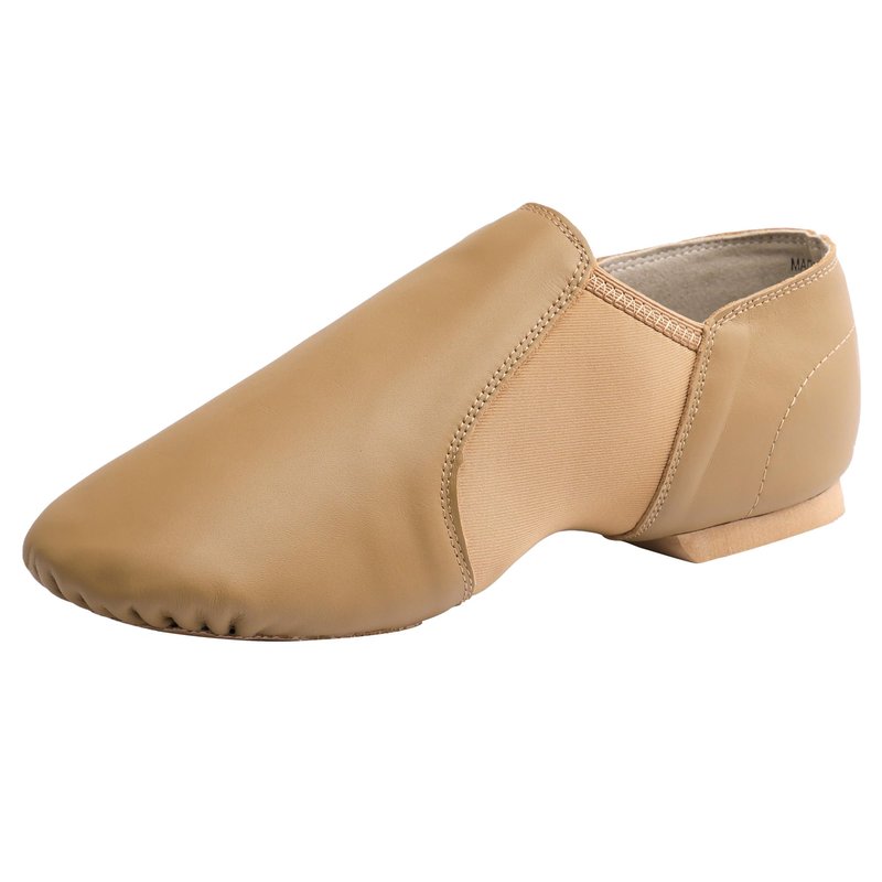 Linodes (Tent Leather Upper Jazz Shoe Slip-on for Women and Men's Dance Shoes Brown 6.5M